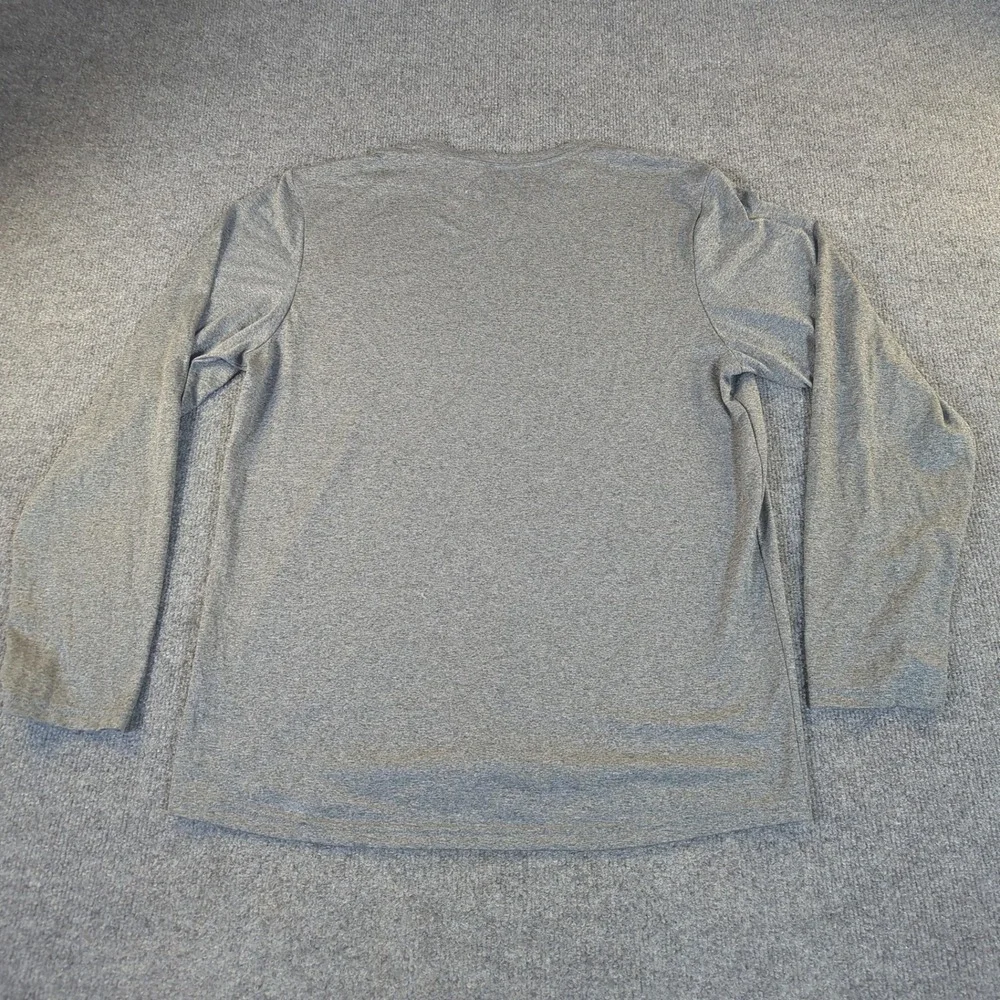 The North Face‎ Mens Long Sleeve Performance Shirt Heather Grey Teal Logo Size M